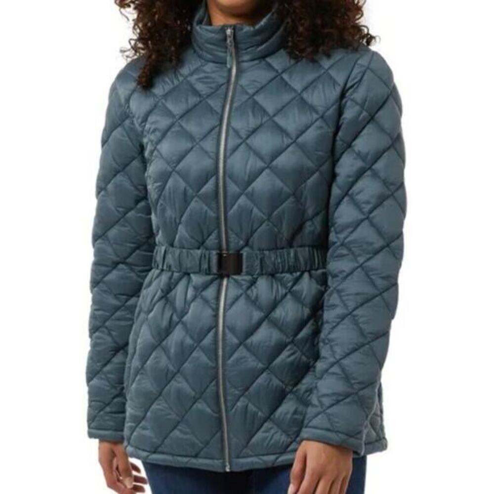 32 Degrees Ladies'‎ Belted Diamond Quilt Jacket / Color Teal / Size Small / NEW